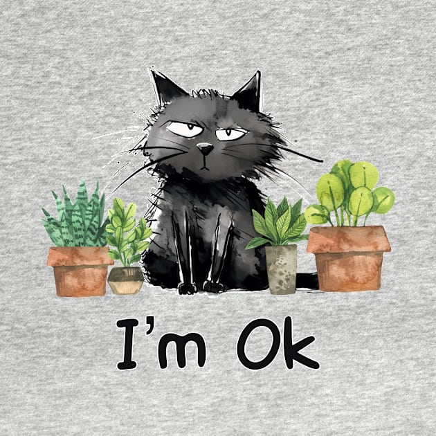 I’m Ok Funny Gardening Plants And Cats lover by TopChoiceTees